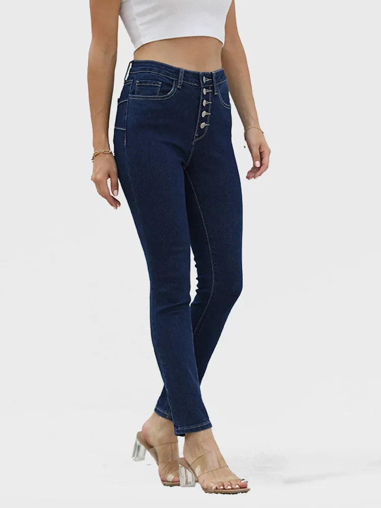High-Waisted Elastic Butt-Lifting Skinny Jeans