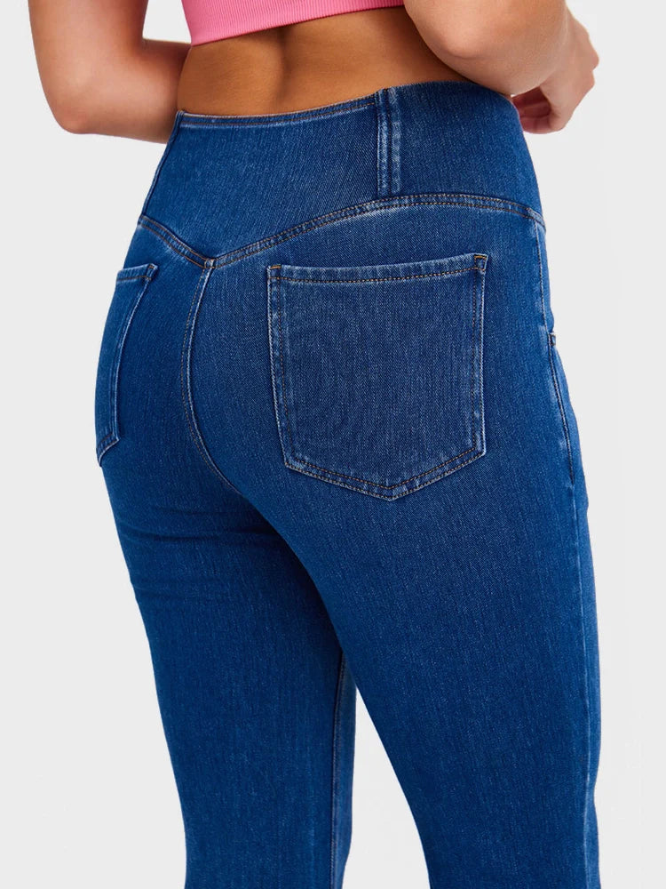 Crossover High Waisted Bell Bottom Jeans Yoga Pants Stretchy Flare Leggings With Pockets