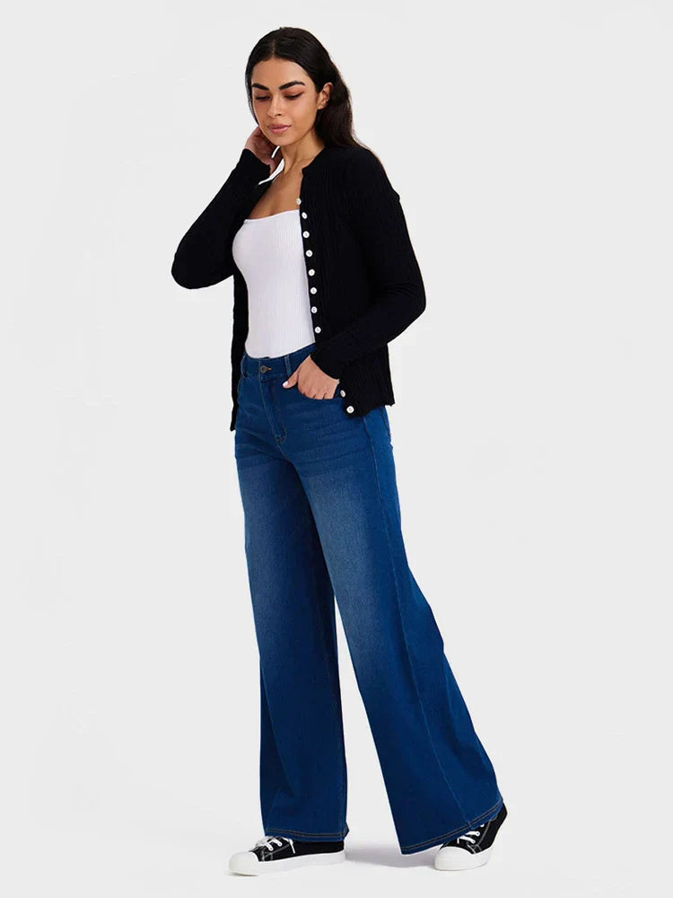 High-Waisted Stretch Wide-Leg Jeans