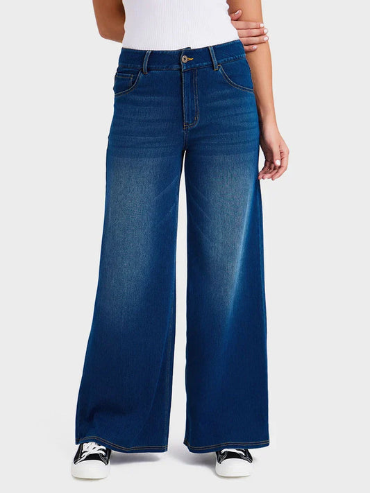 High-Waisted Stretch Wide-Leg Jeans