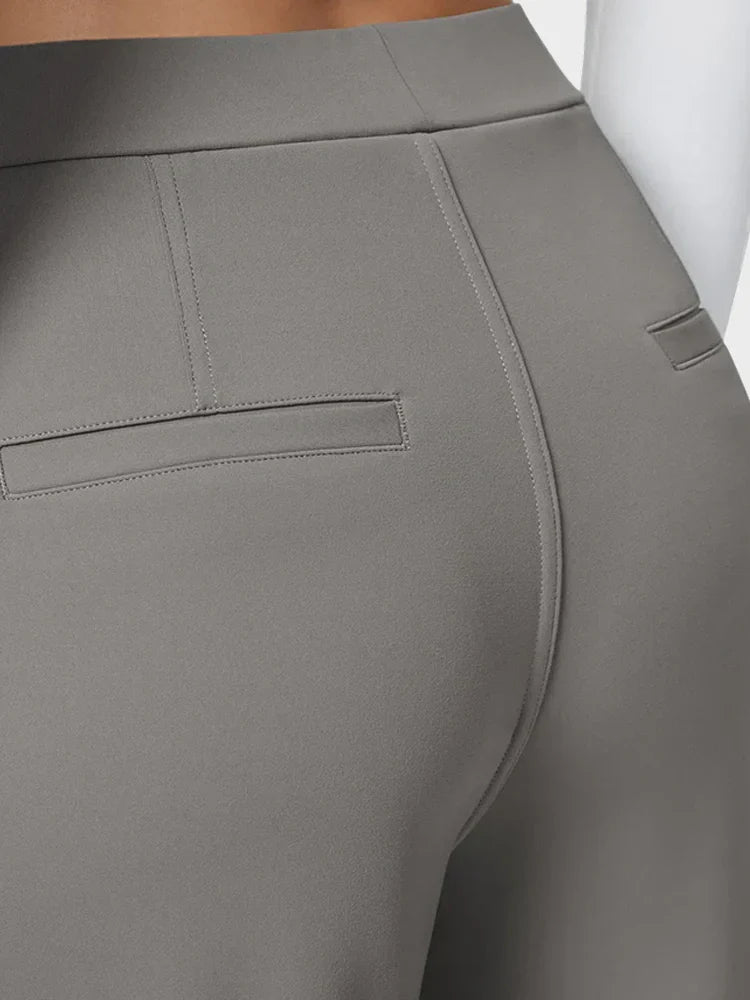 High Waisted Pocket Straight Leg Work Pants