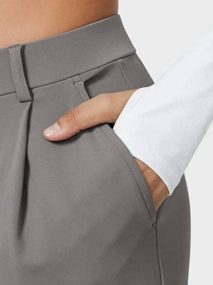 High Waisted Pocket Straight Leg Work Pants