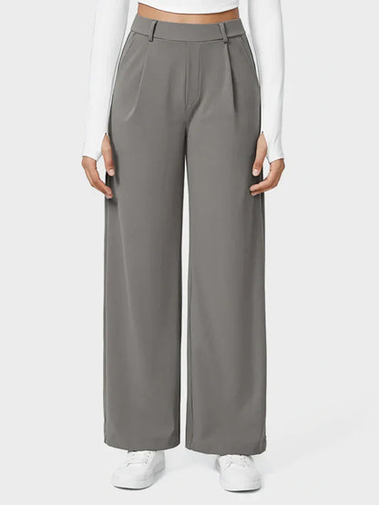 High Waisted Pocket Straight Leg Work Pants