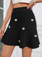 Short Skirt Women's Fall Winter Knitted Skirt Elastic Waist Skirts