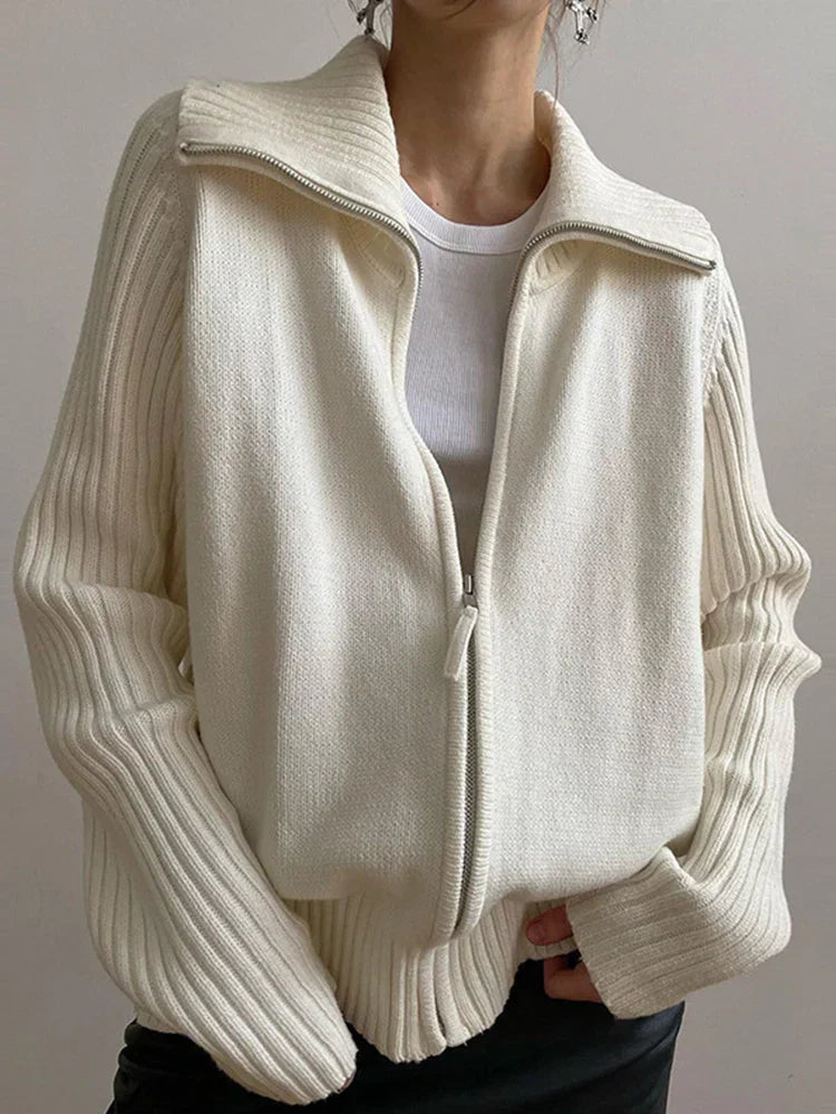 Womens Long Sleeve Zip Up Cardigan Sweaters