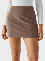High Waisted Invisible Zipper 2-in-1 Mini A-line Corduroy Casual Skirt