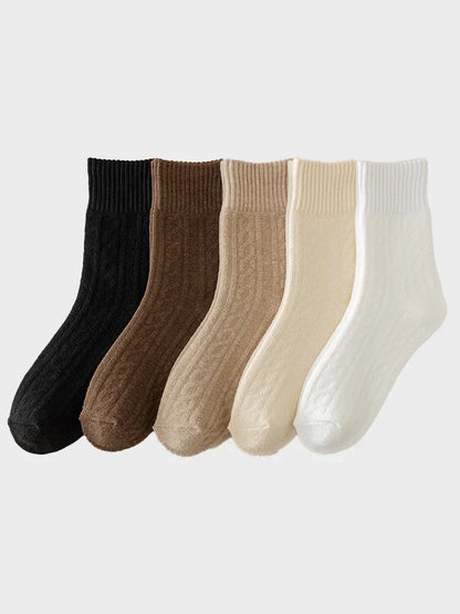5-Pack Women's Cozy Thick Lining Warm Mid-Calf Socks