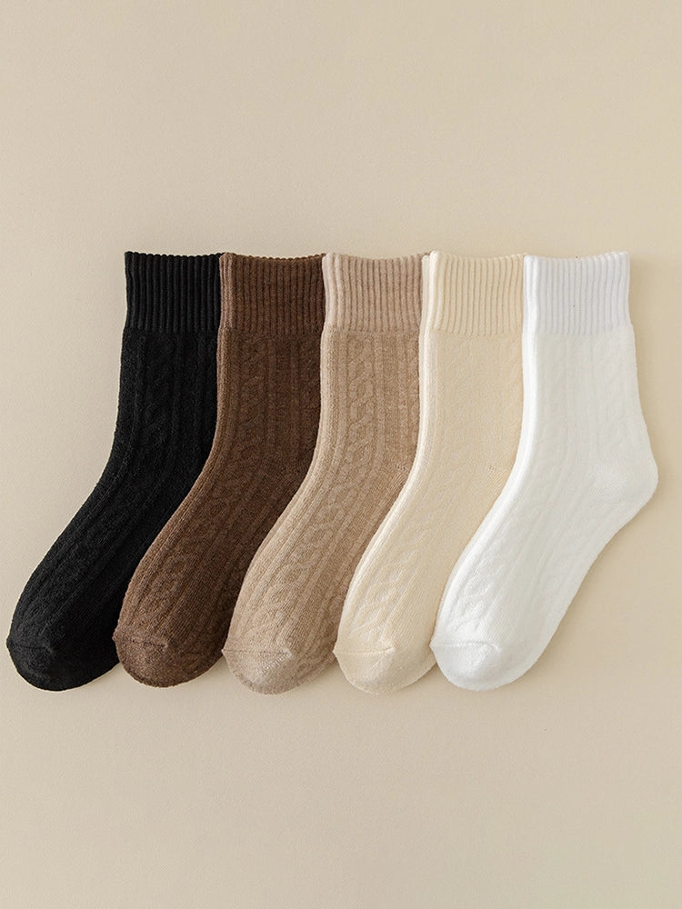 5-Pack Women's Cozy Thick Lining Warm Mid-Calf Socks