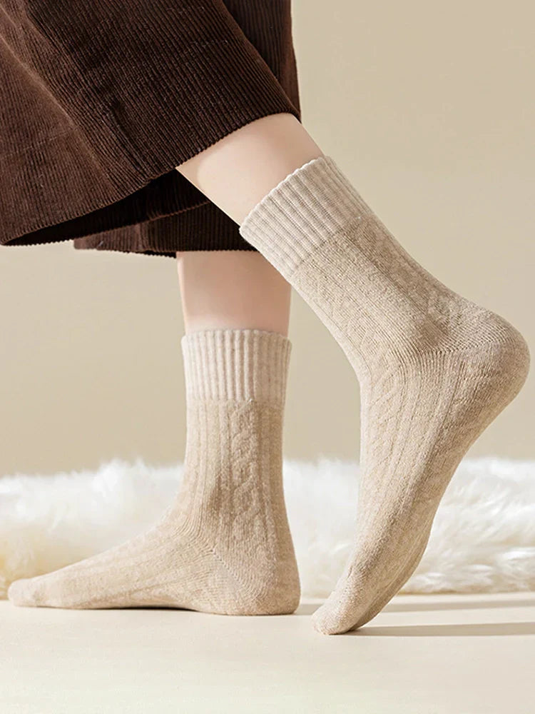 5-Pack Women's Cozy Thick Lining Warm Mid-Calf Socks