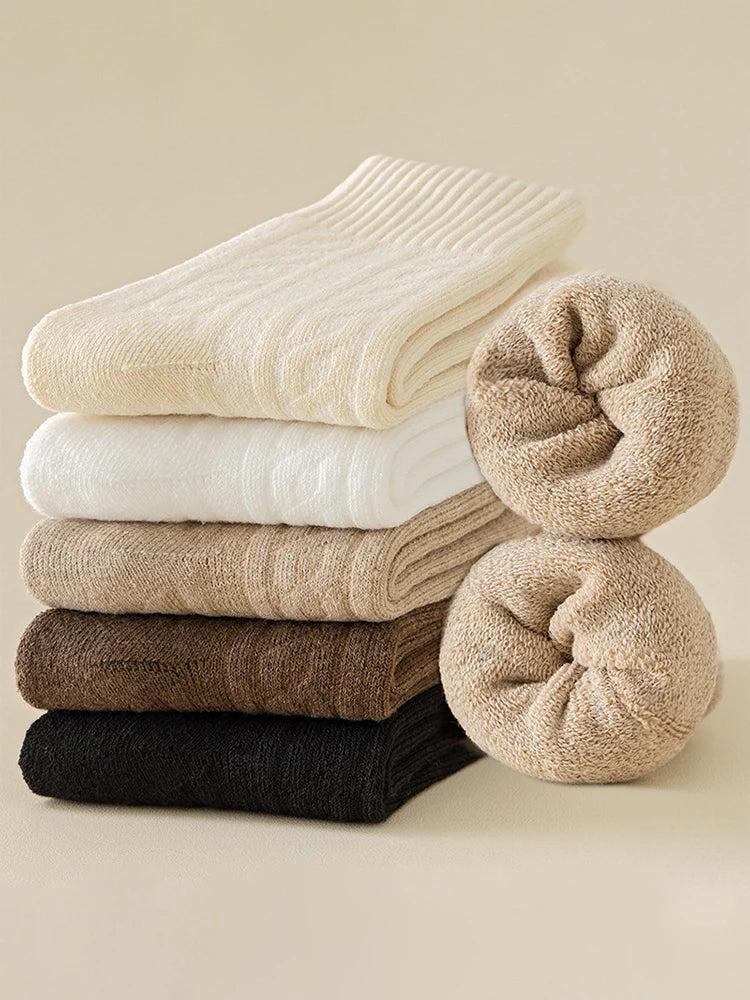 5-Pack Women's Cozy Thick Lining Warm Mid-Calf Socks