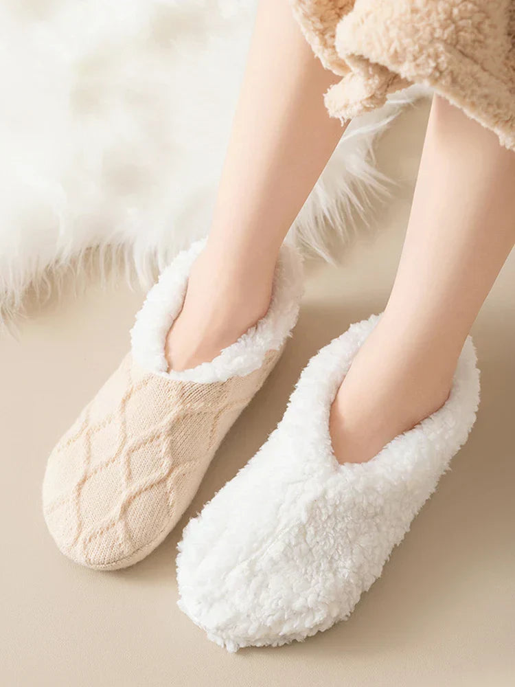 Womens Thick  Lined Non-Slip Socks Indoor Floor
