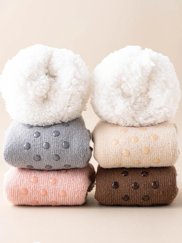 Womens Thick  Lined Non-Slip Socks Indoor Floor