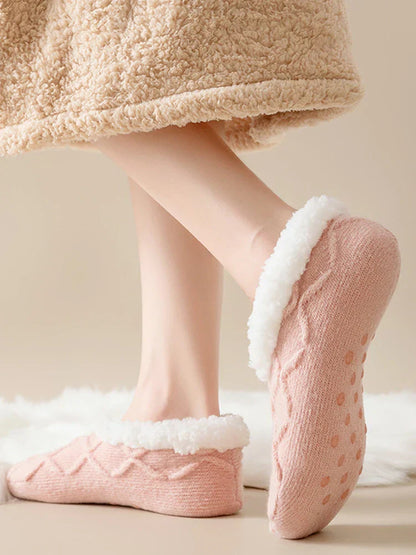 Womens Thick  Lined Non-Slip Socks Indoor Floor