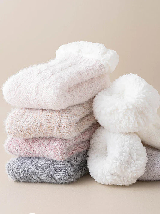 Non-slip mink fur women's home socks