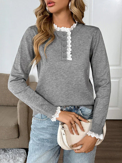 Women's Fall Sweaters Lace Peplum Cozy Sweater Pullover