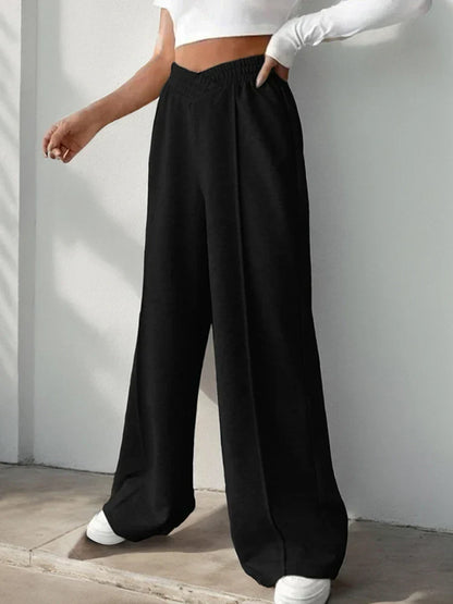 Womens Wide Leg Sweatpants Casual Loose Solid Color Pants