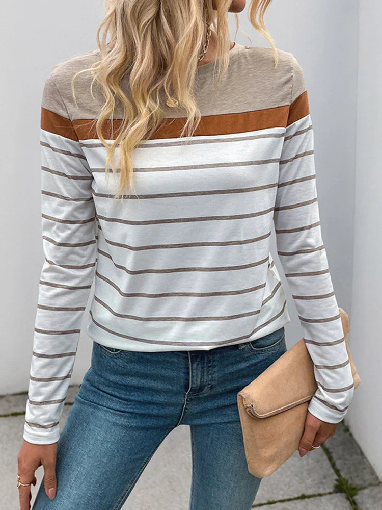Womens Striped Shirt Long Sleeve Top
