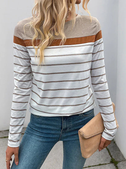 Womens Striped Shirt Long Sleeve Top