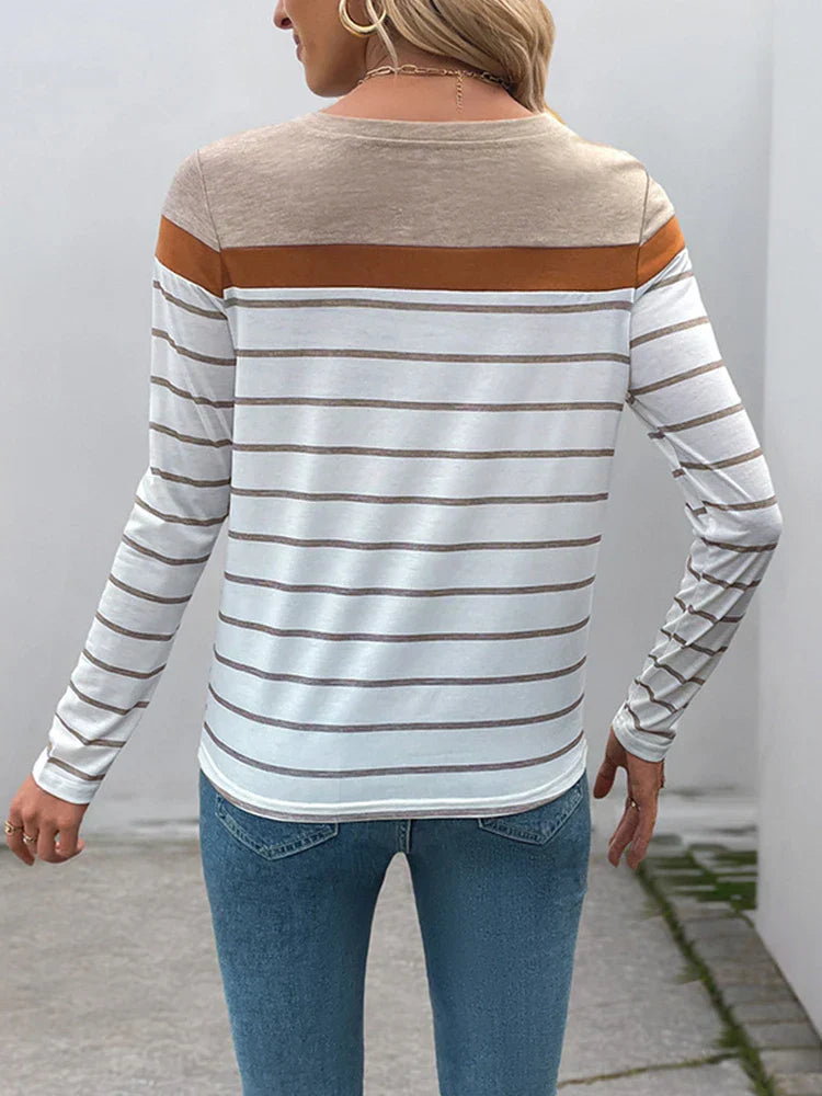 Womens Striped Shirt Long Sleeve Top