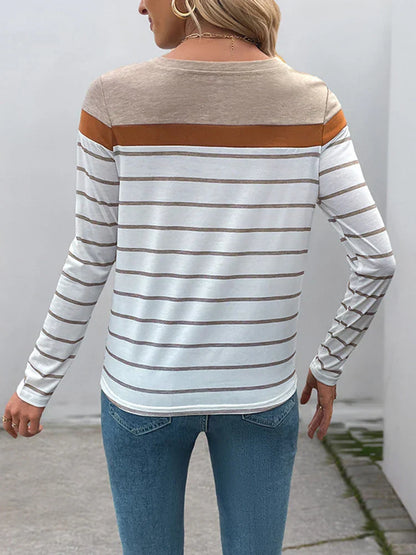 Womens Striped Shirt Long Sleeve Top