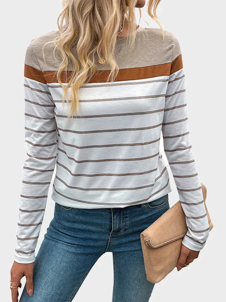 Womens Striped Shirt Long Sleeve Top