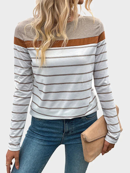 Womens Striped Shirt Long Sleeve Top