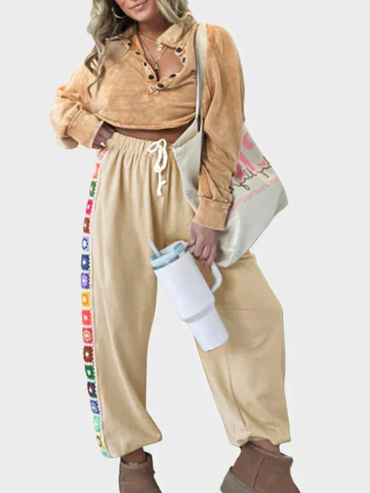 Women's Colorful Crochet Loose Jogger Sweatpants