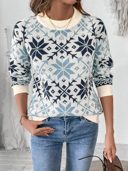 Women’s Snowflake Christmas Sweater Knitted Pullover Sweaters