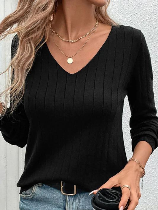 Women's Fall Sweaters V Neck Knit Pullovers