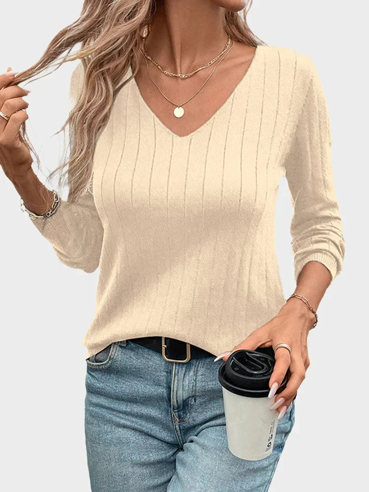 Women's Fall Sweaters V Neck Knit Pullovers
