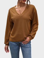 Womens V Neck Long Sleeve Tops